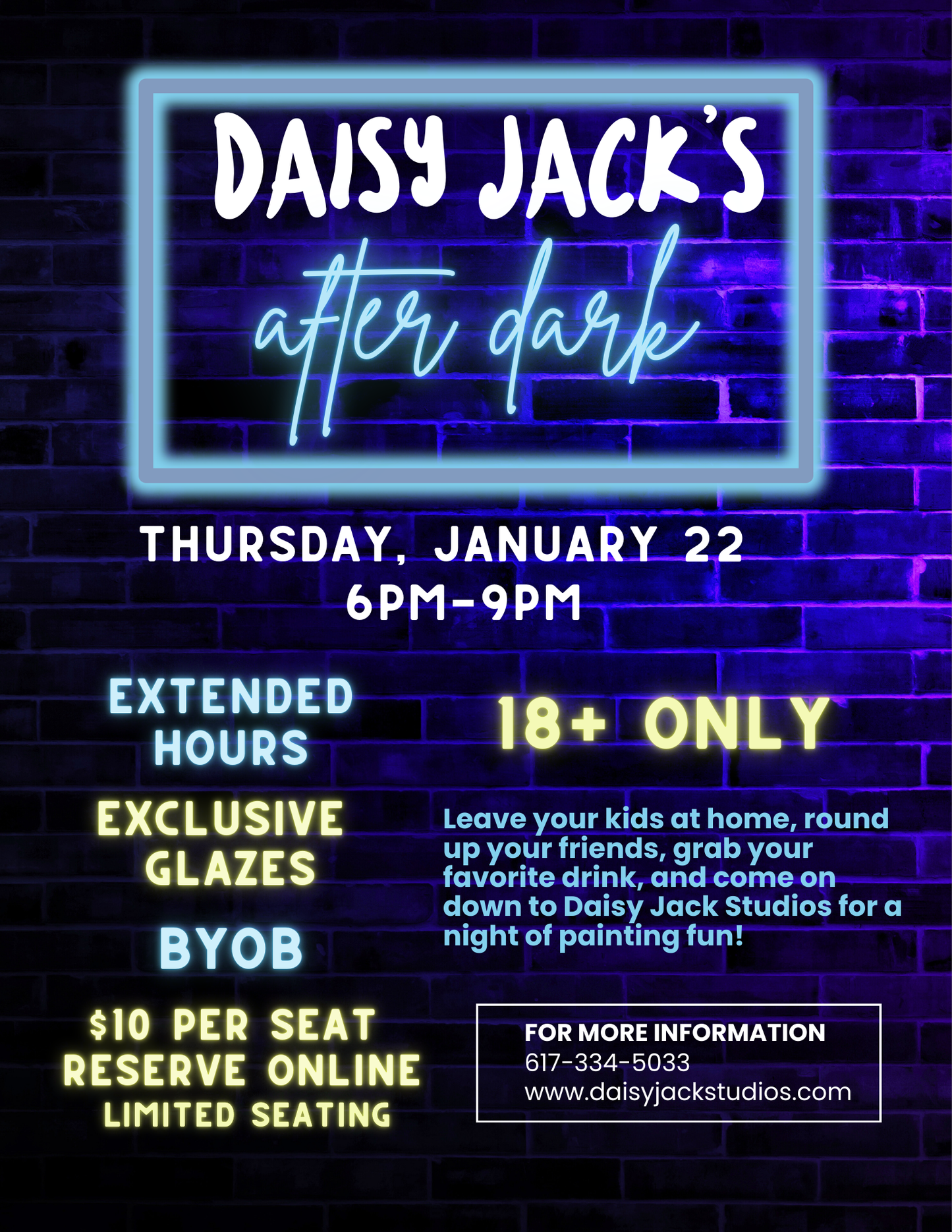 Daisy Jack’s After Dark | January 22 | 6-9pm | Limited Seating Available