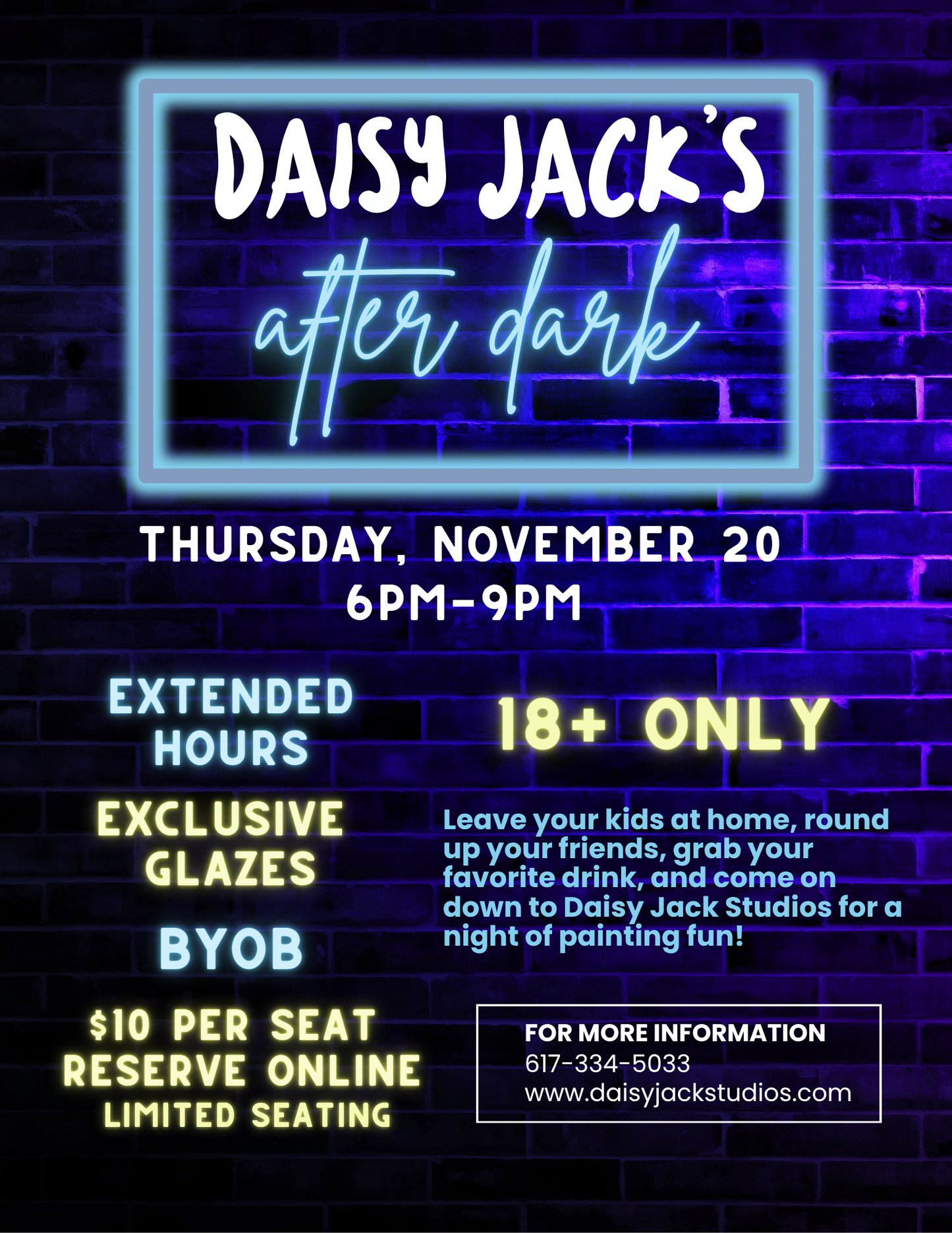 Daisy Jack’s After Dark | November 20 | 6-9pm | Limited Seating Available