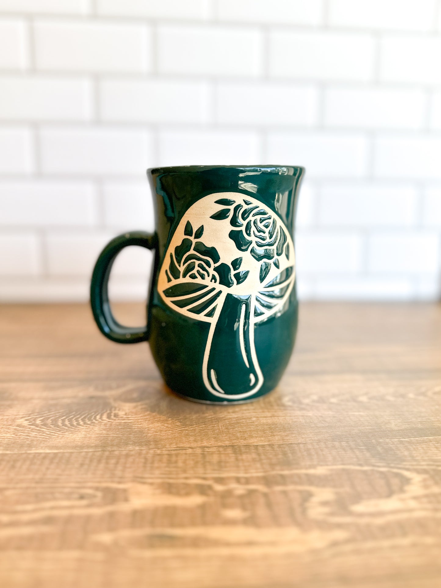 Evergreen Rose Mug | 18oz | Teal