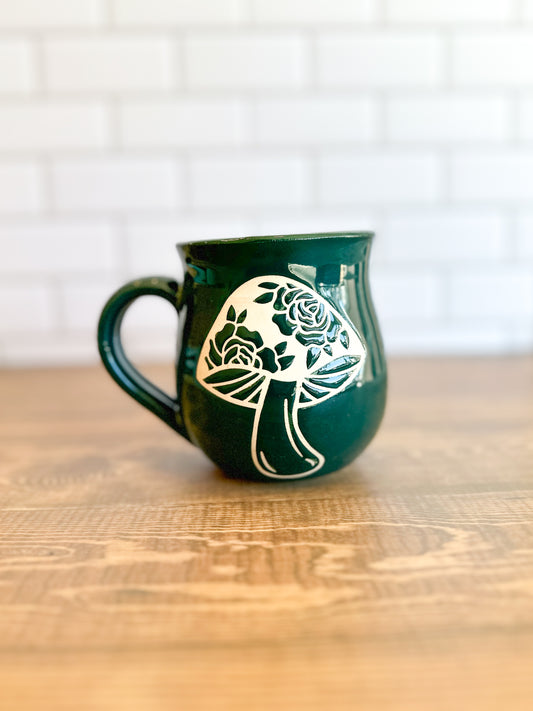 Evergreen Rose Mug | 14oz | Teal