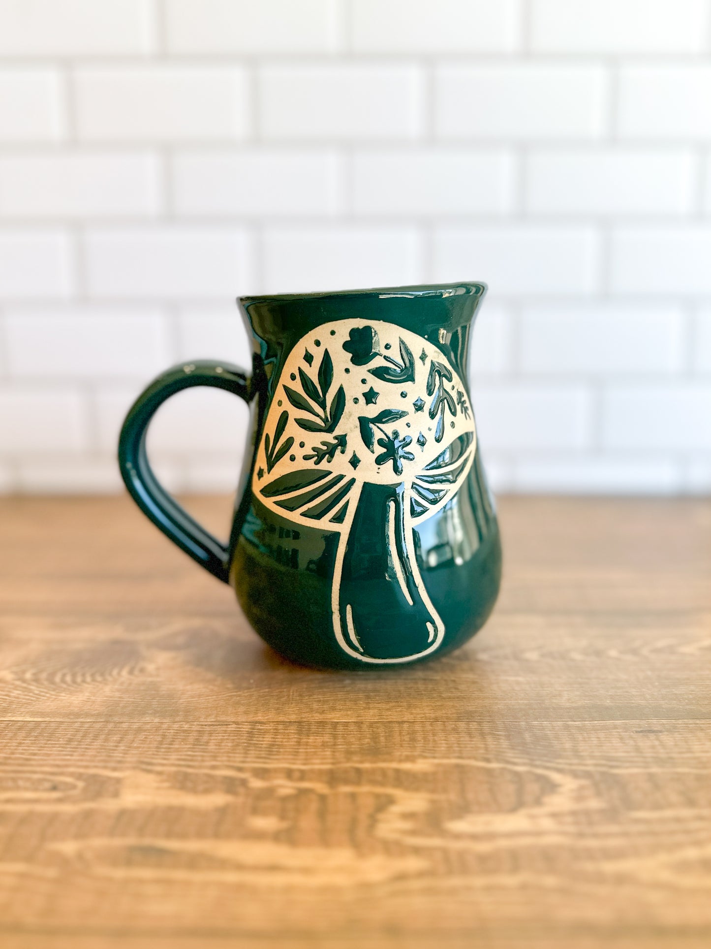 Evergreen Floral Mug | 18oz | Teal