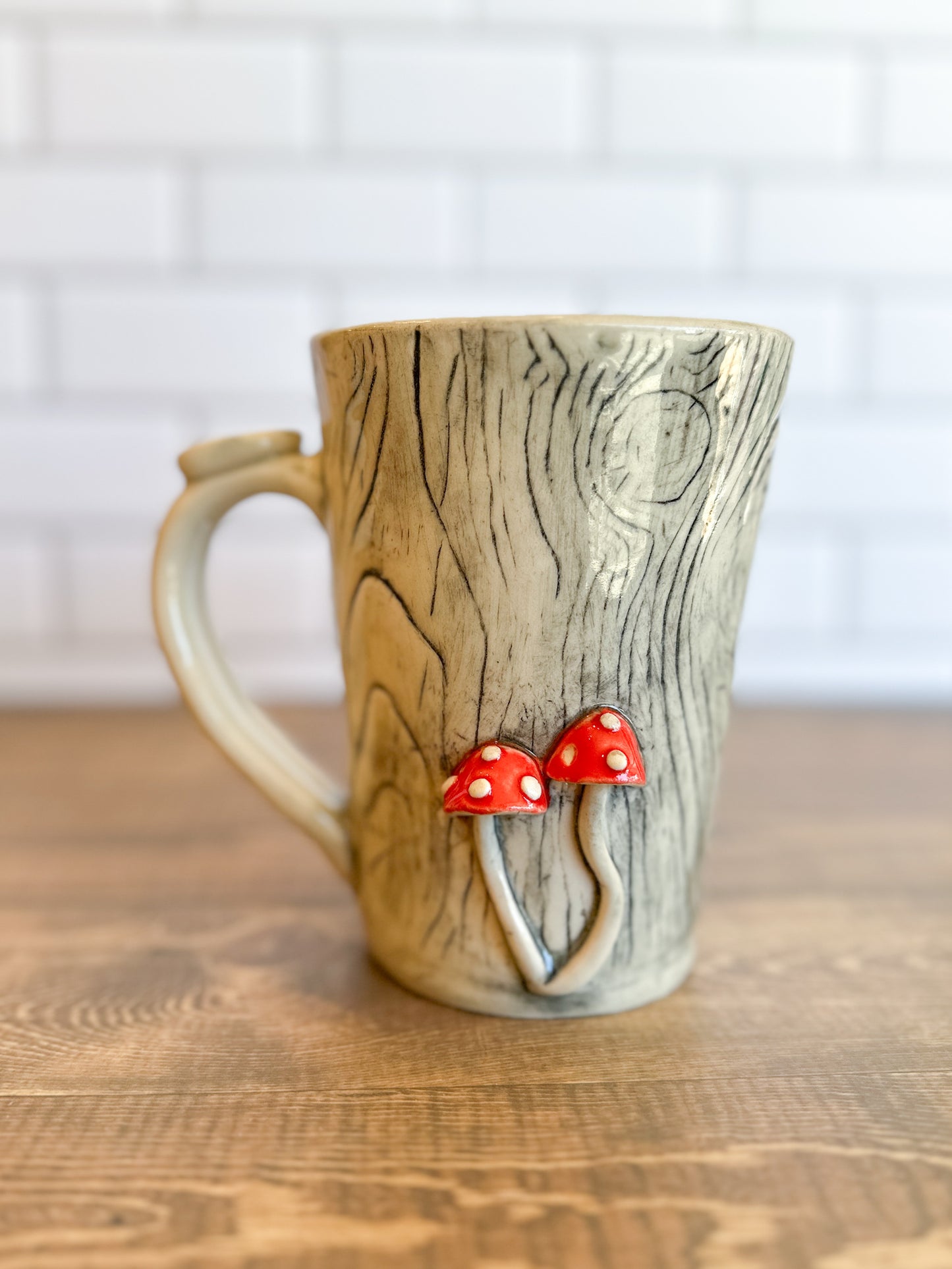 Mushroom Wood grain Ceramic Mug | R