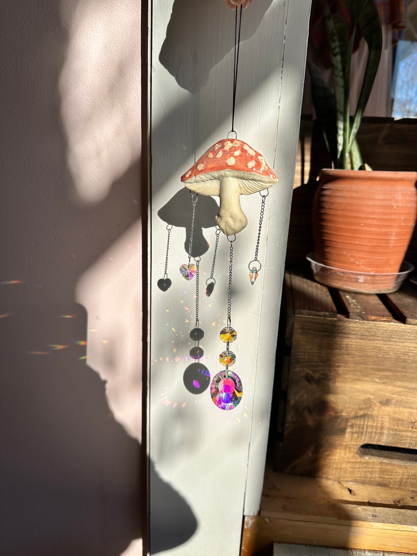 Peach Mushroom Sun catcher