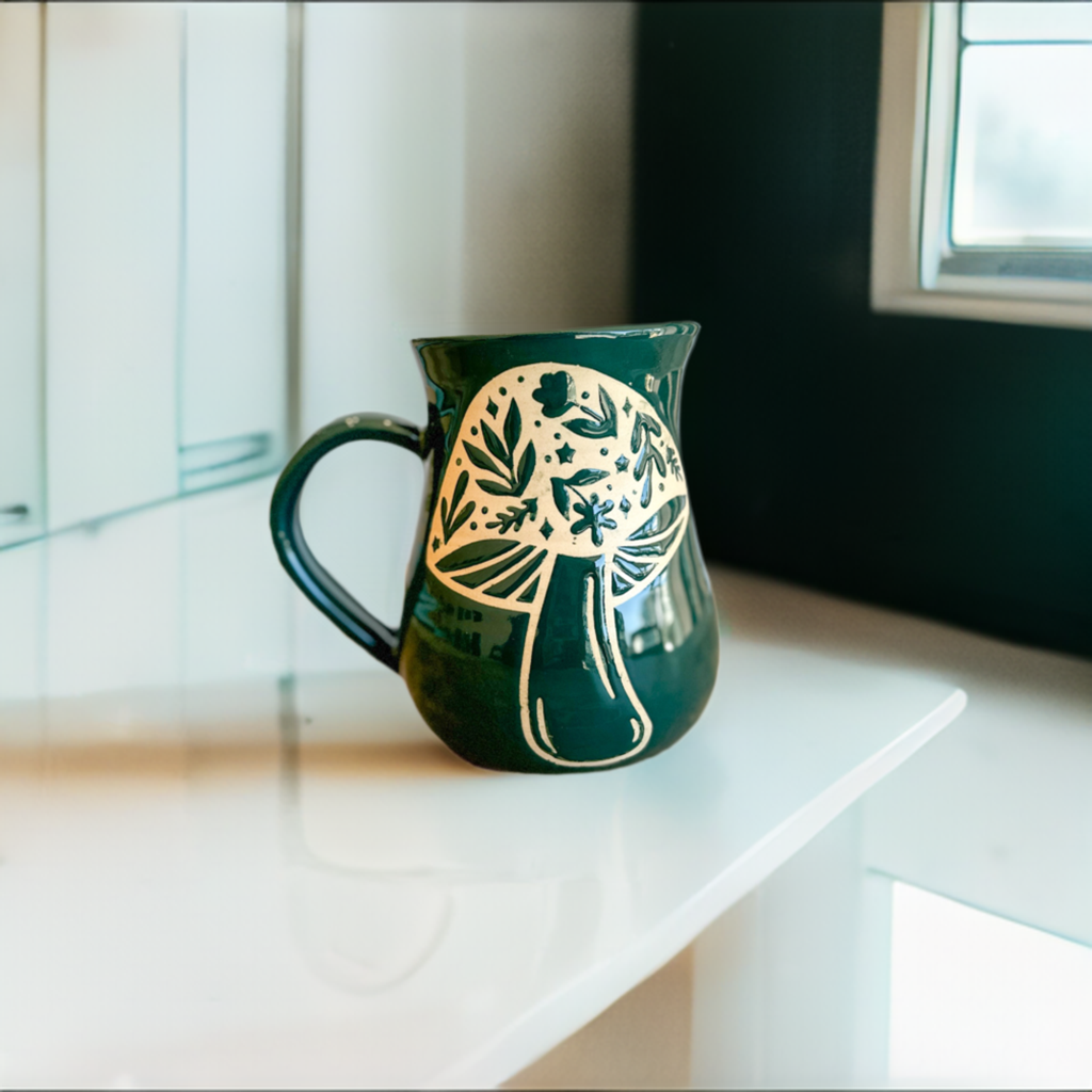 Evergreen Floral Mug | 18oz | Teal