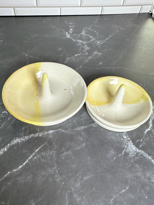 Yellow and White Ring Dish