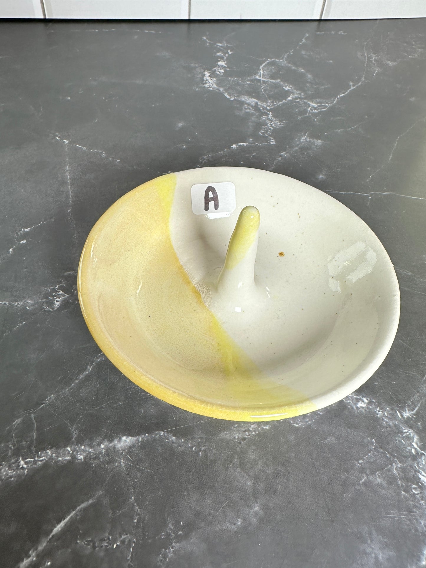 Yellow and White Ring Dish