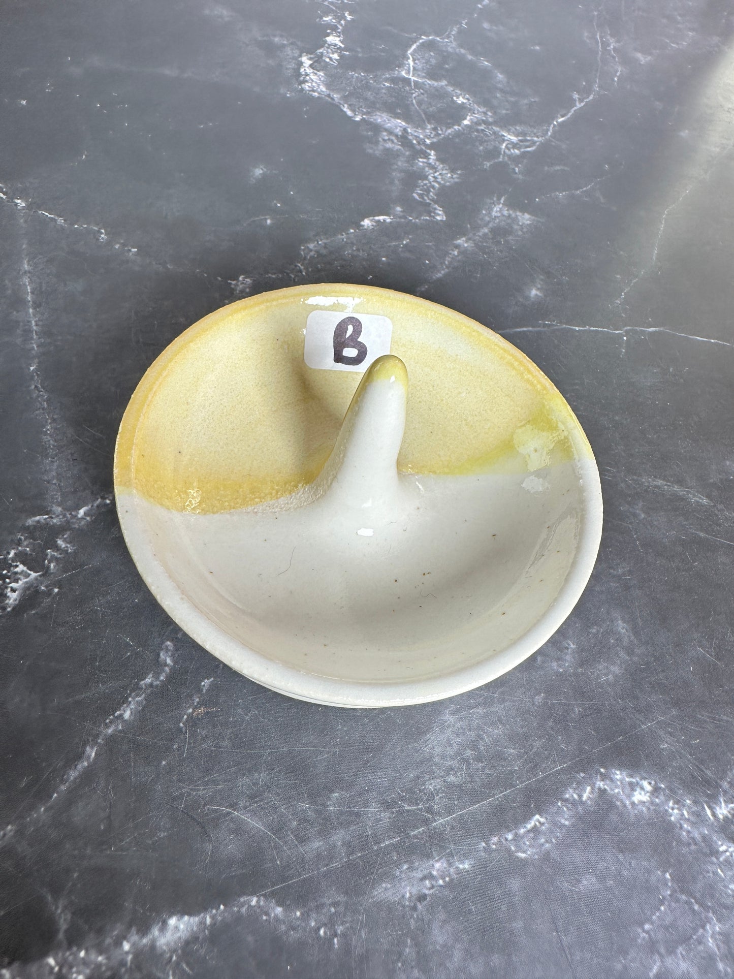 Yellow and White Ring Dish