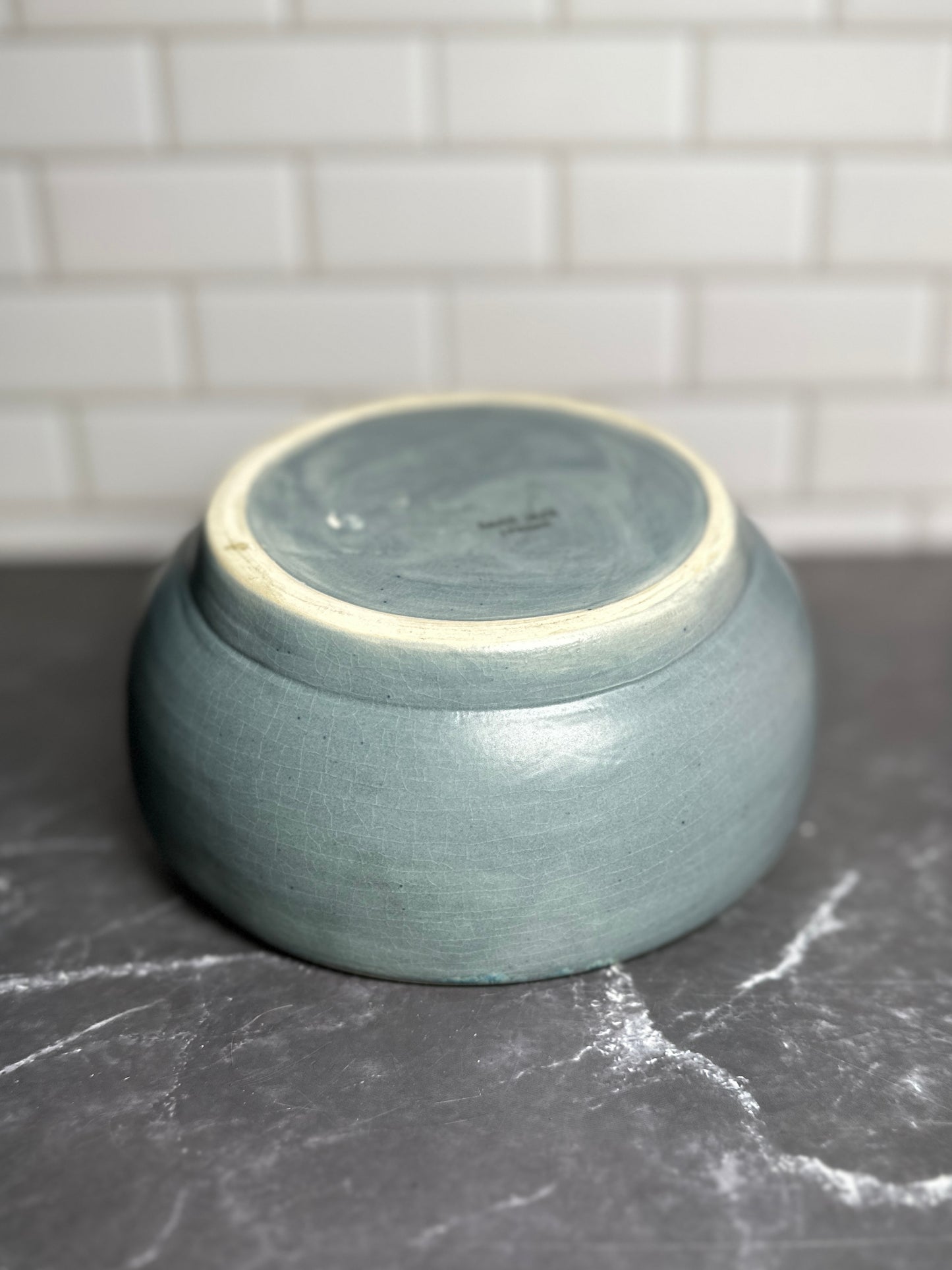 Bright Green and Matte Gray Ceramic Bowl