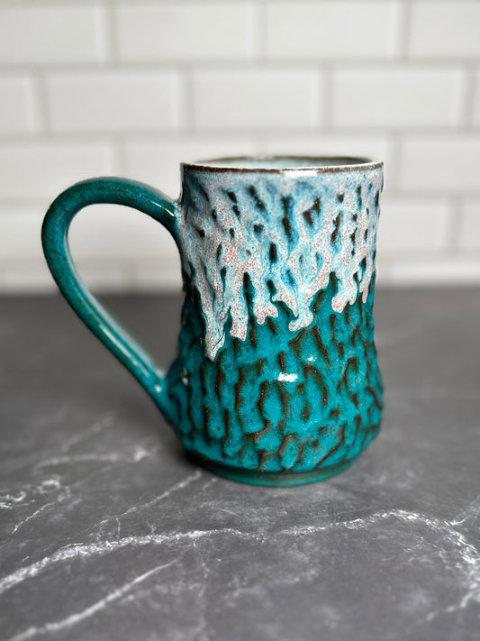 Power Turquoise Textured Ceramic Mug