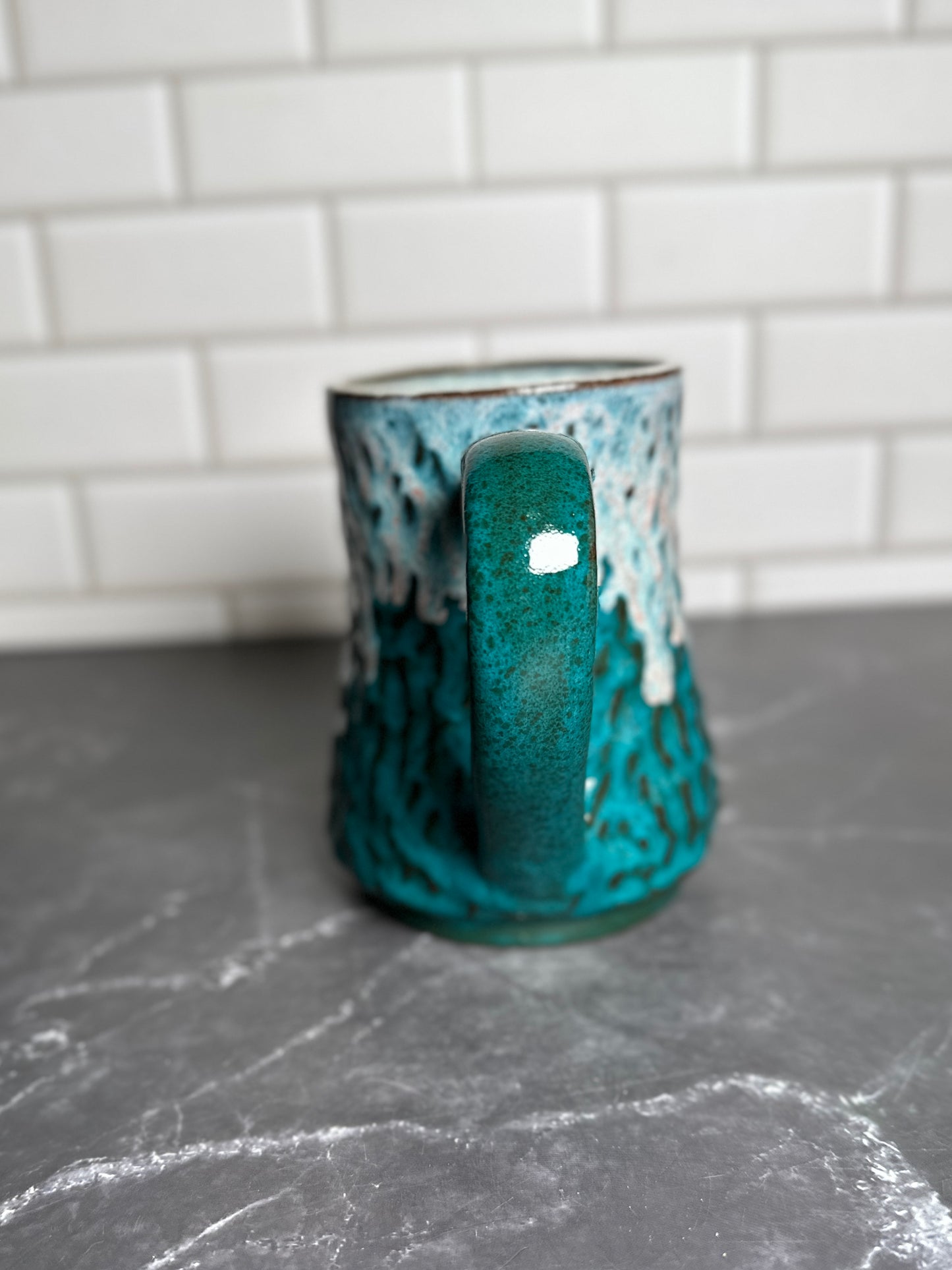 Power Turquoise Textured Ceramic Mug