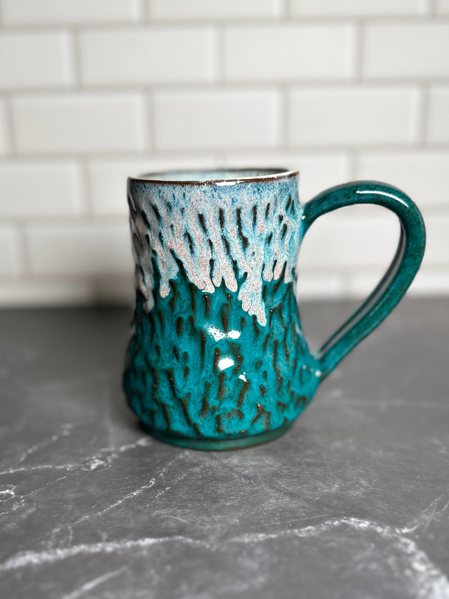 Power Turquoise Textured Ceramic Mug