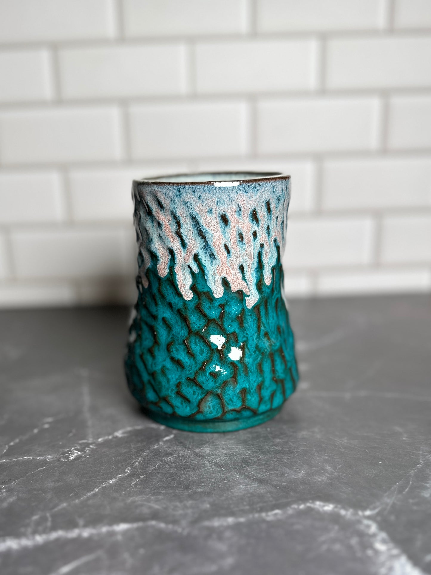 Power Turquoise Textured Ceramic Mug