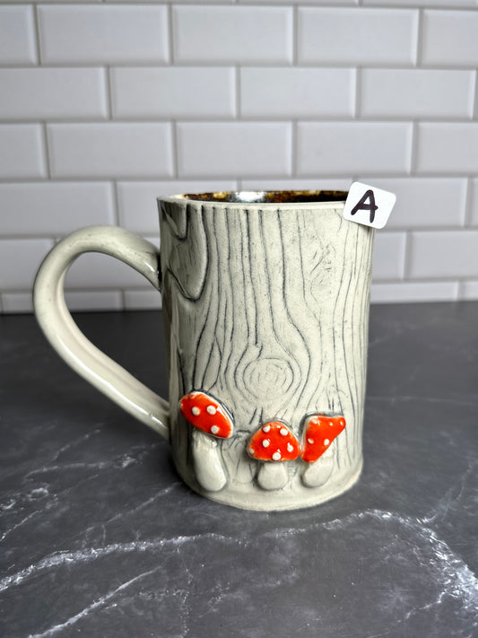 Mushroom Woodgrain Ceramic Mug | A