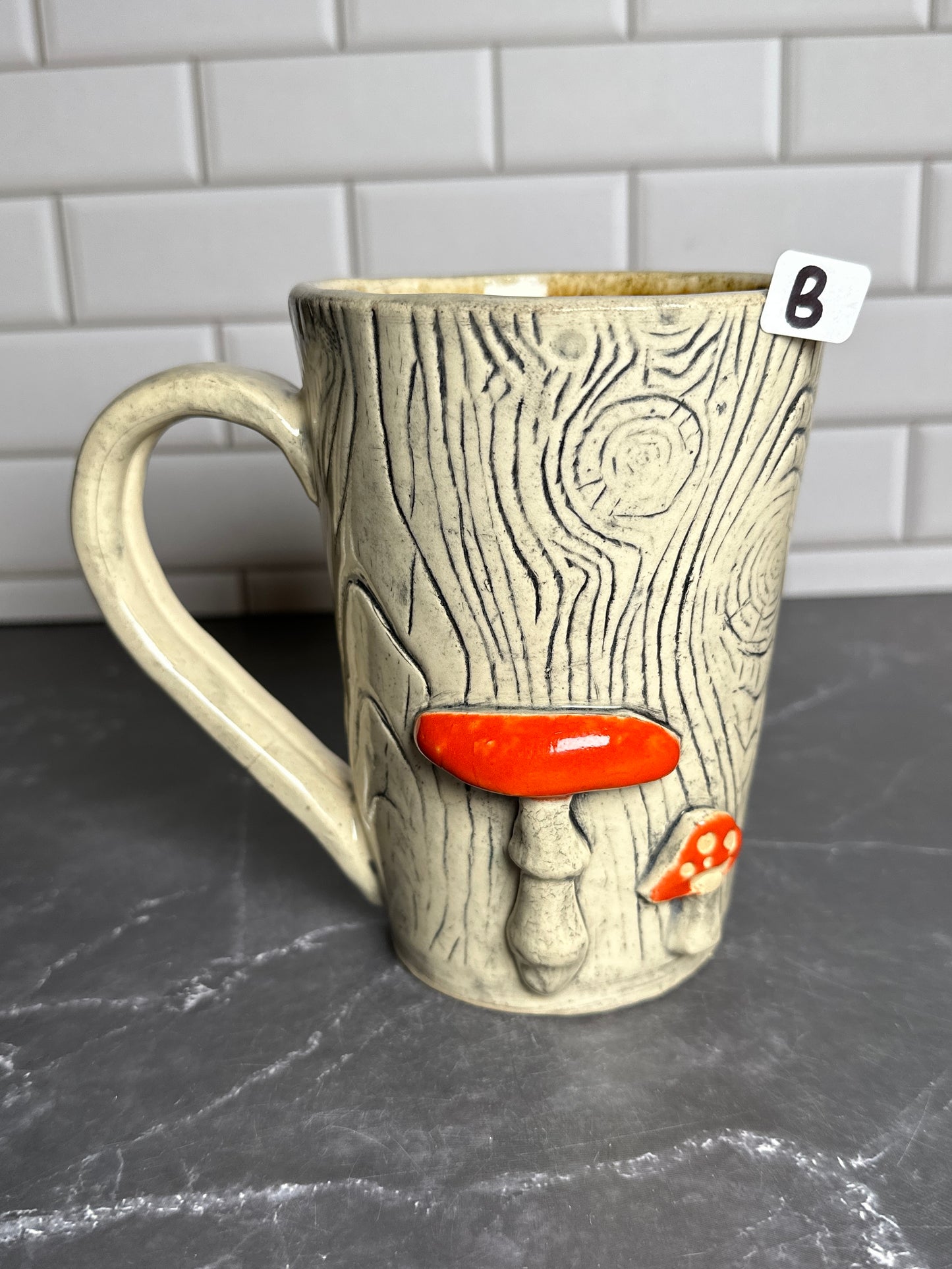 Mushroom Woodgrain Ceramic Mug | B