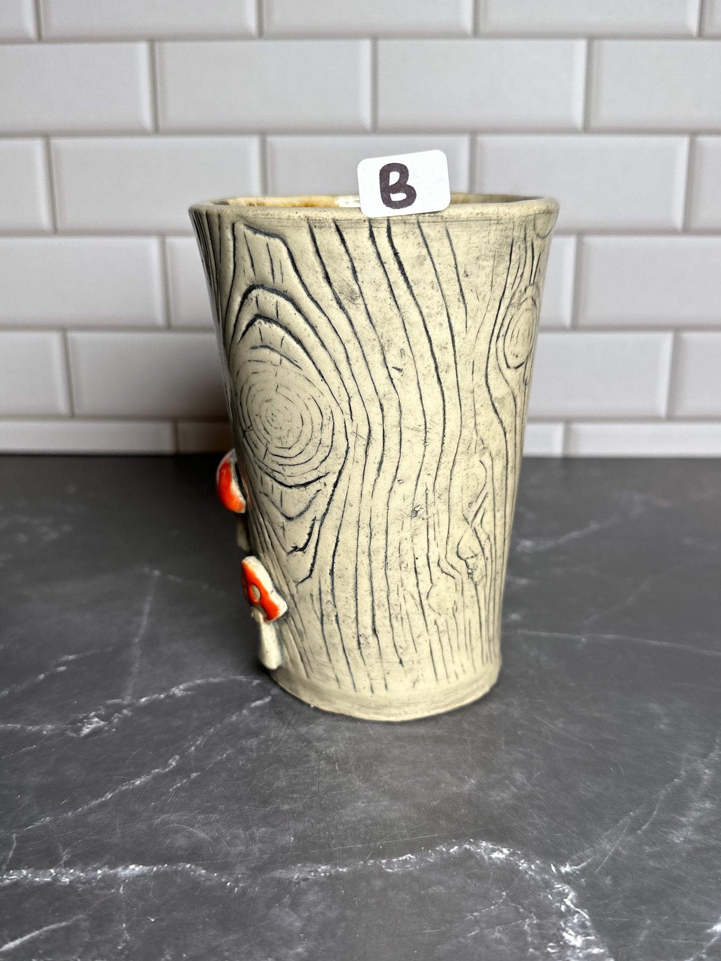 Mushroom Woodgrain Ceramic Mug | B