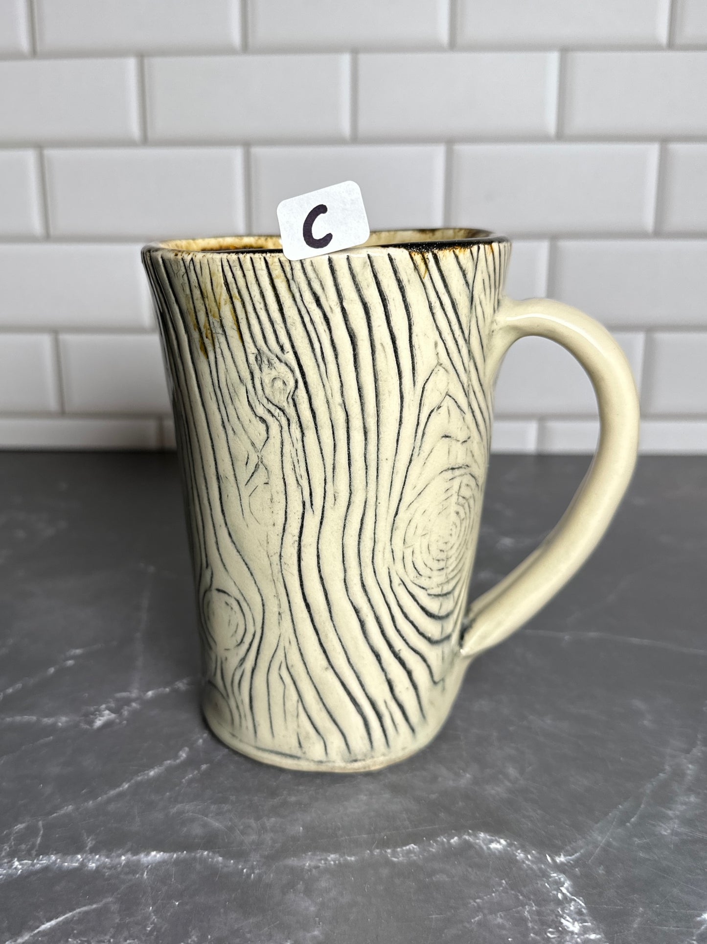 Mushroom Wood grain Ceramic Mug With Owl | C