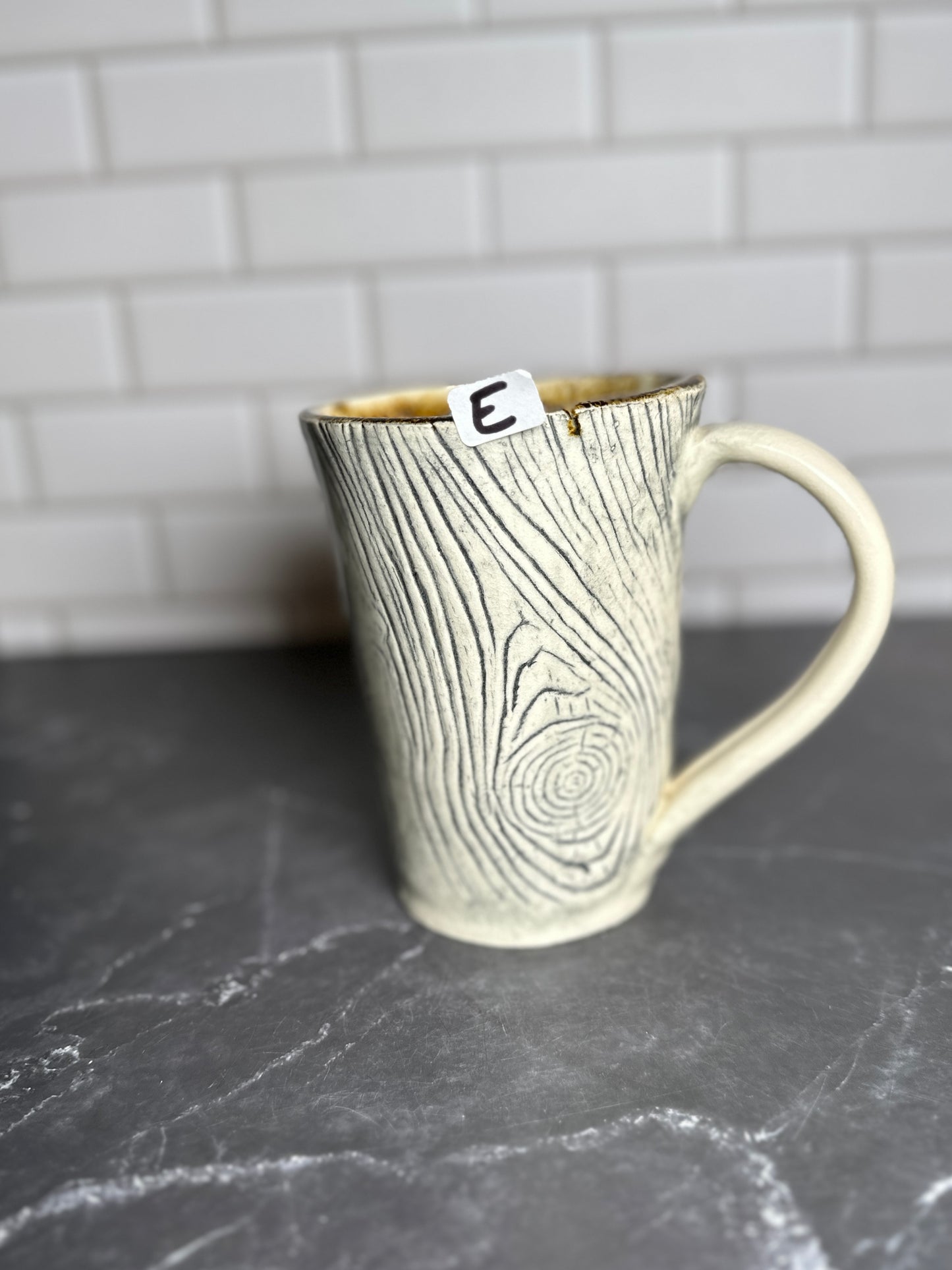 Mushroom Wood Grain Ceramic Mug | E