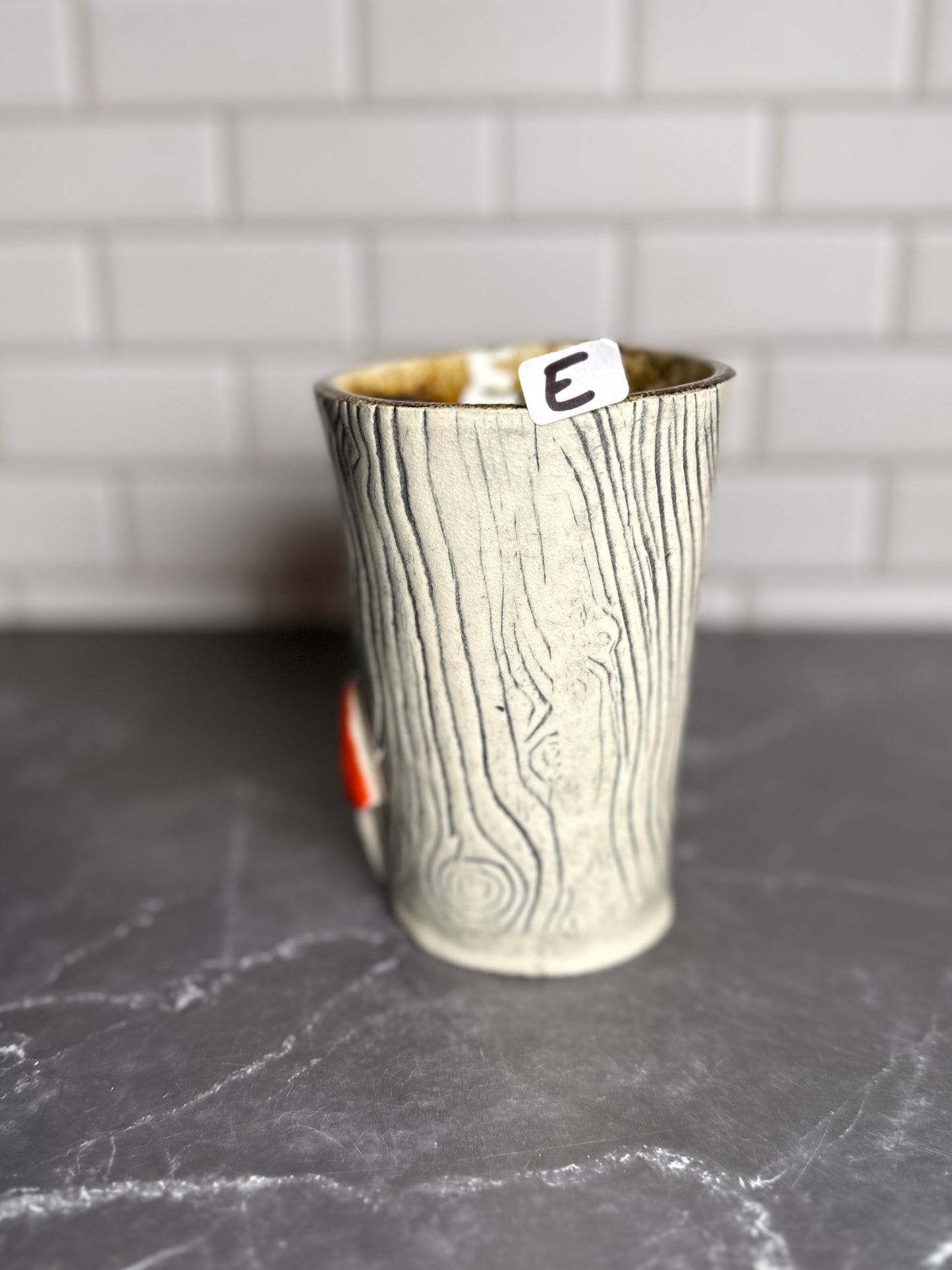 Mushroom Wood Grain Ceramic Mug | E