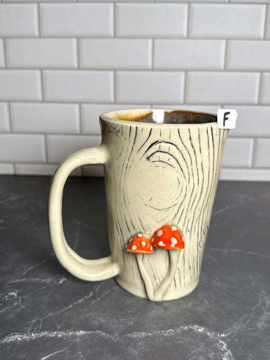 Mushroom Wood Grain Ceramic Mug | F