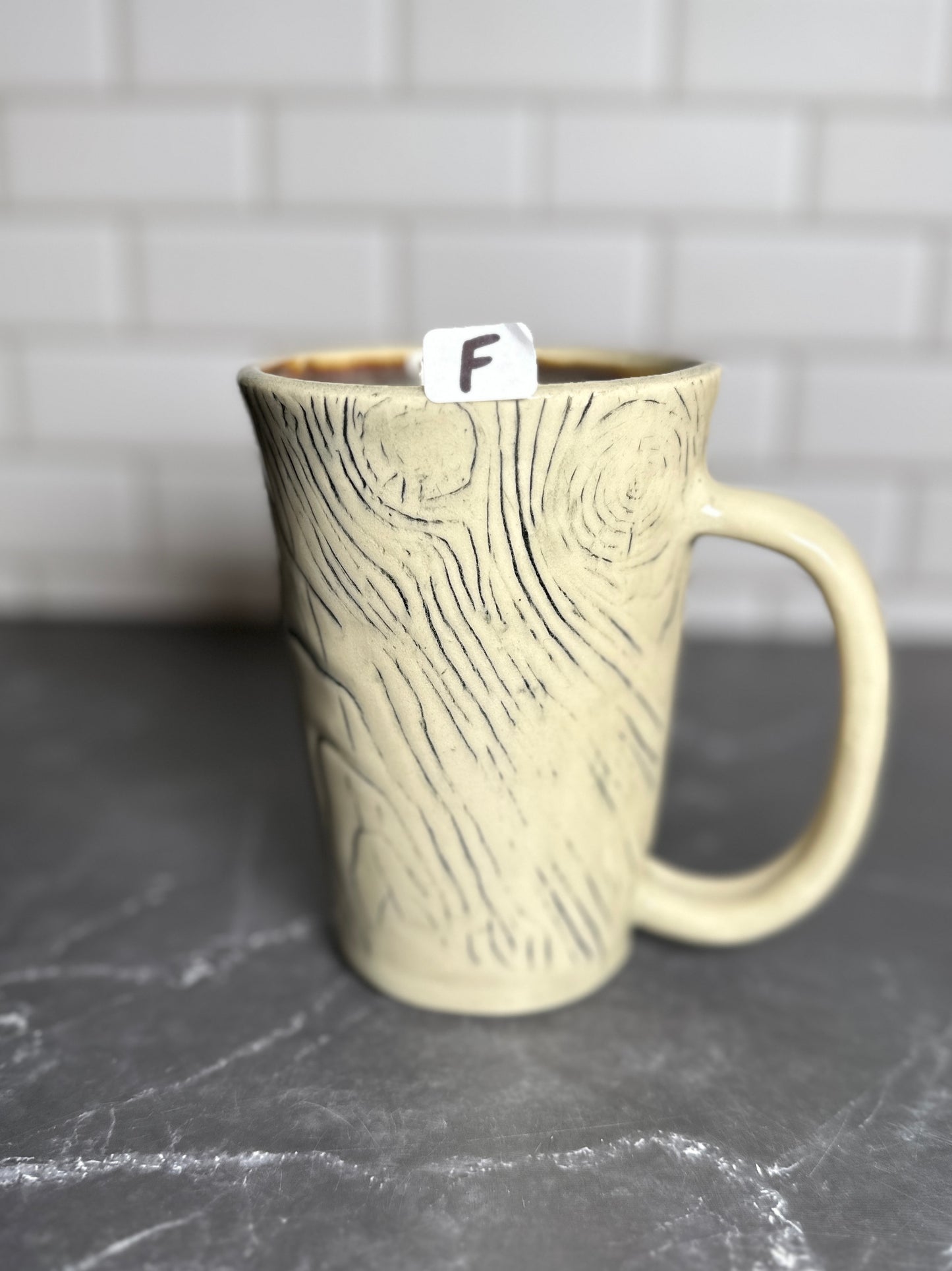 Mushroom Wood Grain Ceramic Mug | F