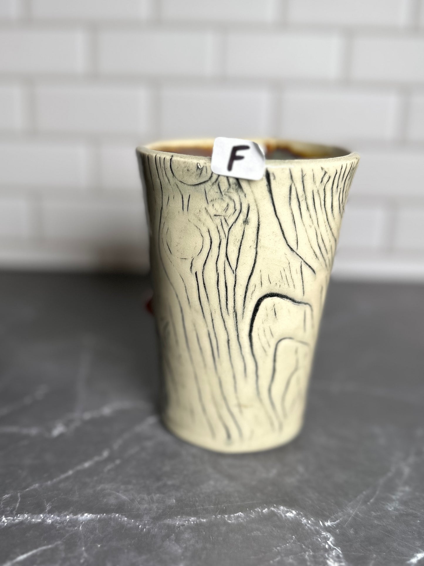 Mushroom Wood Grain Ceramic Mug | F