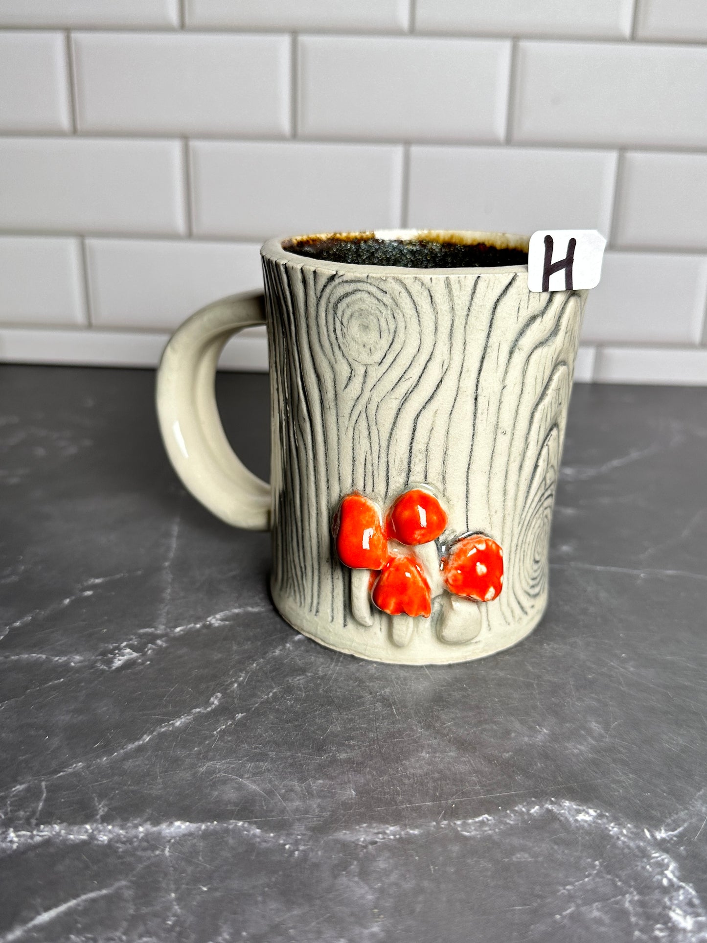 Mushroom Wood Grain Ceramic Mug | H