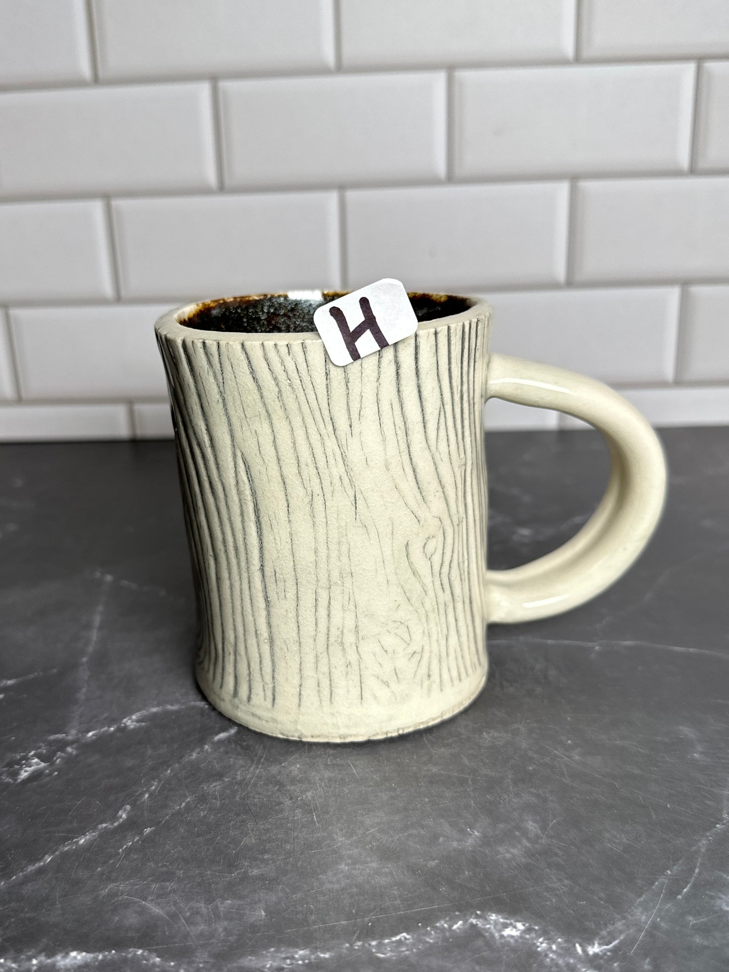 Mushroom Wood Grain Ceramic Mug | H