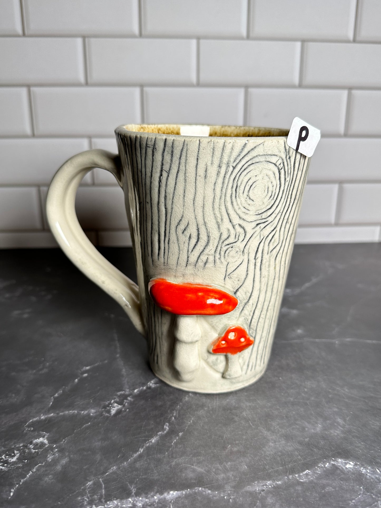 Mushroom Wood Grain Ceramic Mug | P