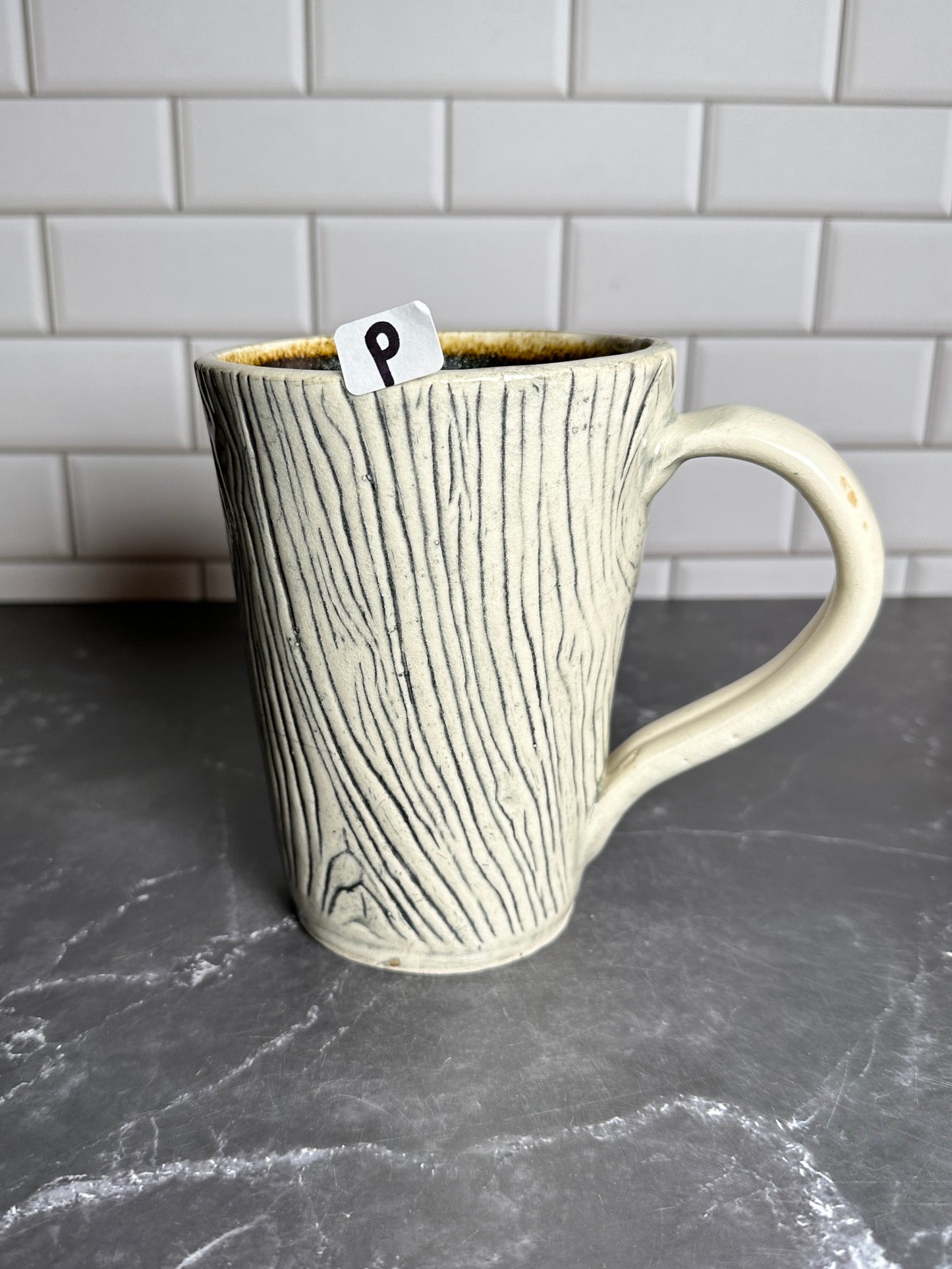 Mushroom Wood Grain Ceramic Mug | P